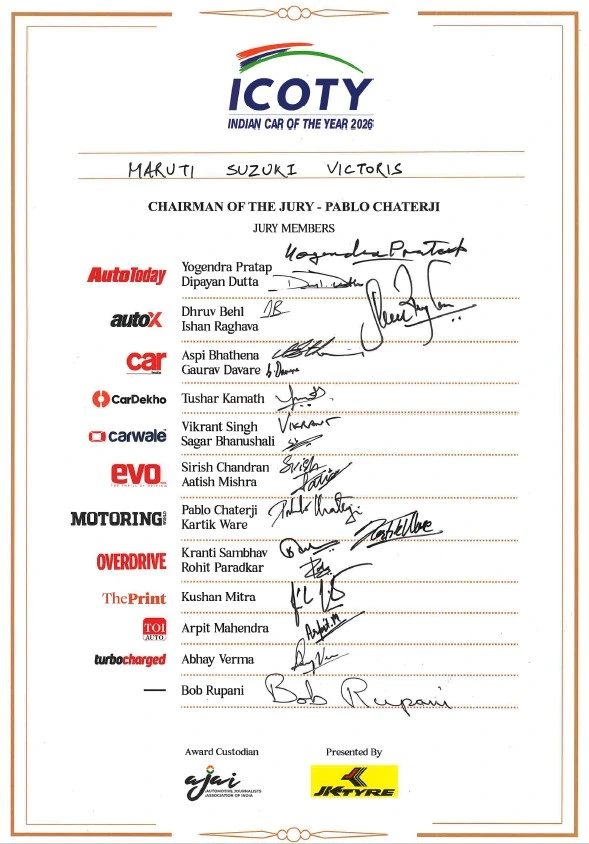 All-New Maruti Suzuki Victoris wins Indian Car of the Year (ICOTY) 2026 | Vandi4u